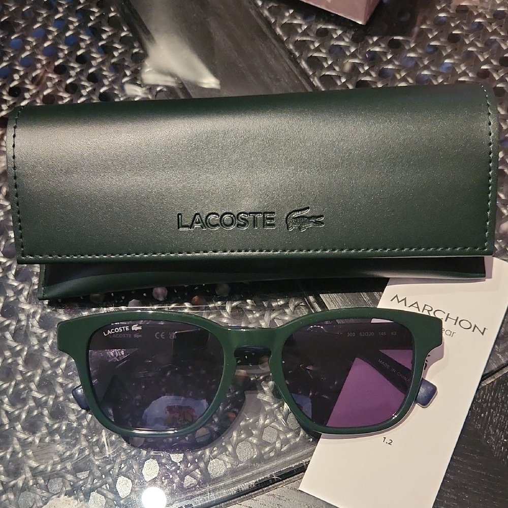 Lacoste Dark Green & Navy Sunglasses with Case